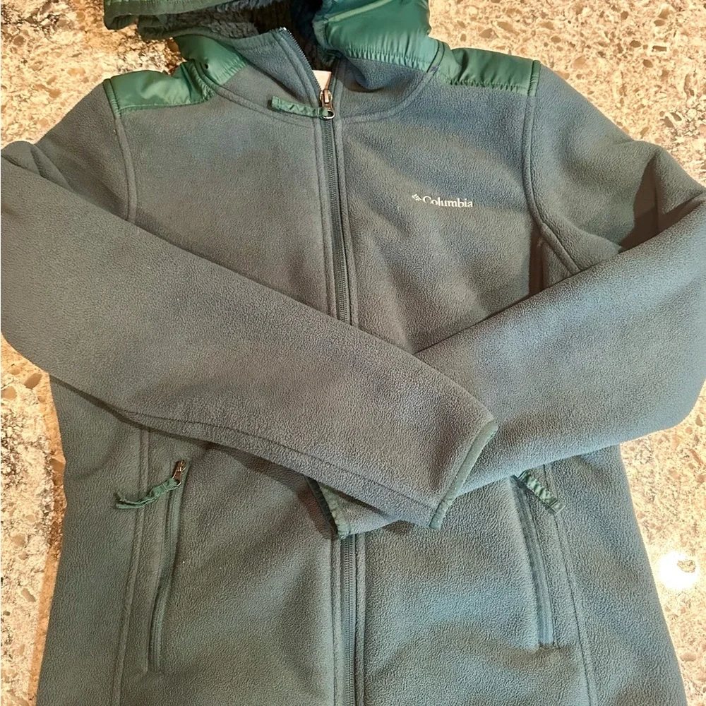 Columbia Forest Green Hybrid Fleece Jacket - Picture 1 of 9